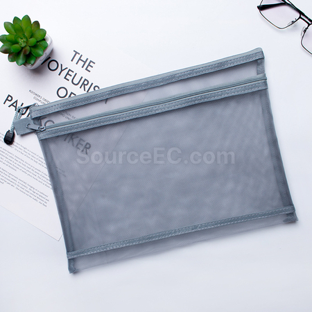 禮品訂造網格雙層拉鏈文件袋紀念品