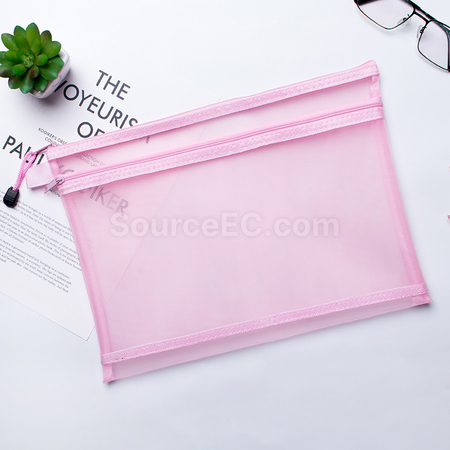禮品訂造網格雙層拉鏈文件袋紀念品
