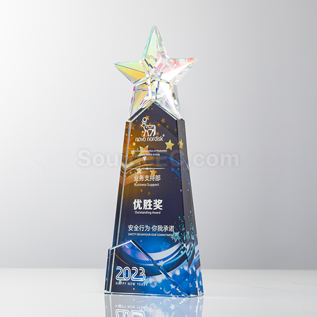 禮品訂造炫彩水晶獎座紀念品