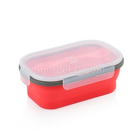 禮品訂造環保矽膠折疊飯盒(帶餐具)紀念品