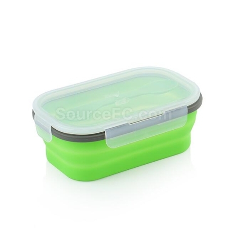 禮品訂造環保矽膠折疊飯盒(帶餐具)紀念品