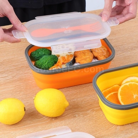 禮品訂造環保矽膠折疊飯盒(帶餐具)紀念品