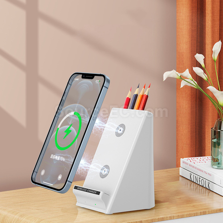 禮品訂造15W手機無線充電手機支架筆筒紀念品