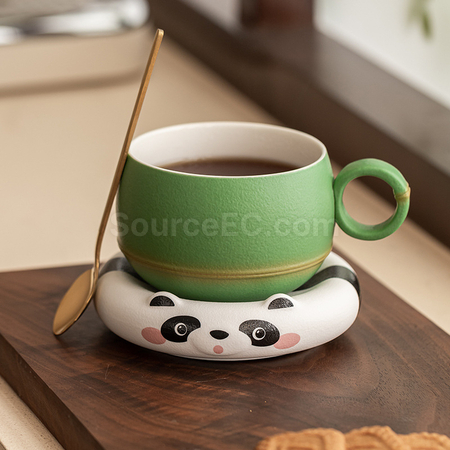 禮品訂造熊猫陶瓷杯紀念品