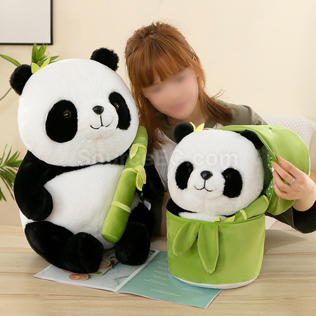 禮品訂造熊貓抱竹子玩偶紀念品