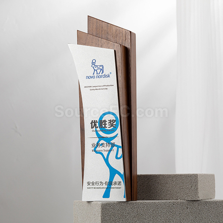 禮品訂造實木水晶獎座紀念品