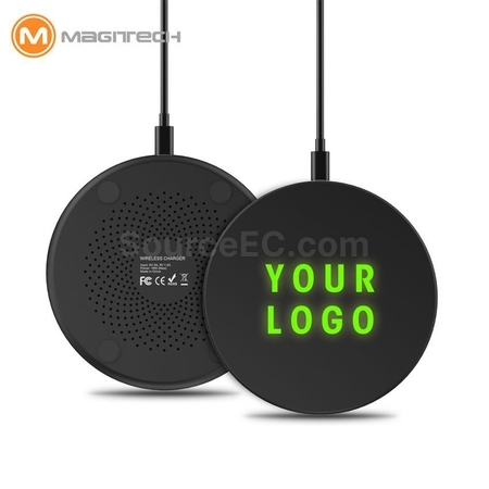 禮品訂造超薄發光logo手機無線充電器紀念品