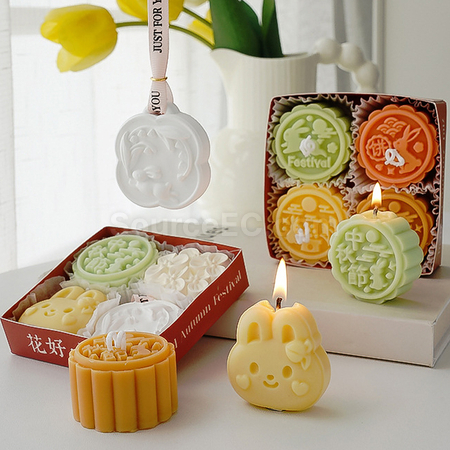 禮品訂造中秋月餅造型香氛蠟燭禮盒（4個為一盒）紀念品