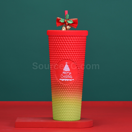禮品訂造710ML聖誕吸管杯紀念品