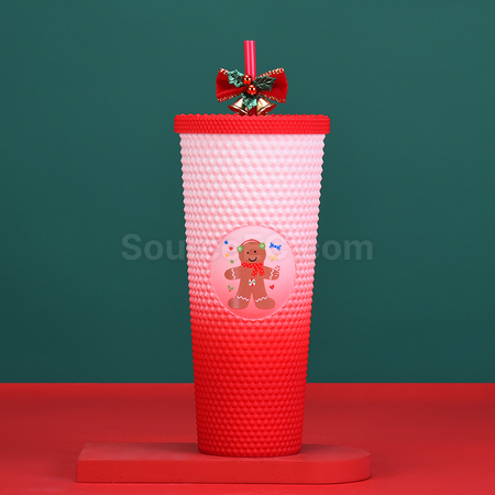 禮品訂造710ML聖誕吸管杯紀念品