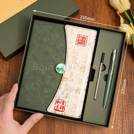 禮品訂造A5國潮筆記本三摺高顏值拼色記事本商務辦公高檔禮盒套裝紀念品