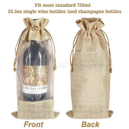禮品訂造開窗麻布紅酒袋紀念品