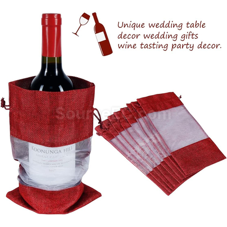 禮品訂造開窗麻布紅酒袋紀念品