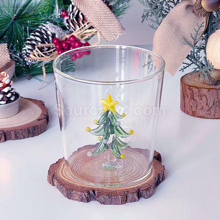 禮品訂造300ML高硼矽果汁聖誕玻璃杯紀念品