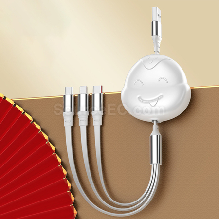 禮品訂造蛇年三合一伸縮快充充電線紀念品