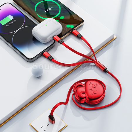 禮品訂造蛇年三合一伸縮快充充電線紀念品