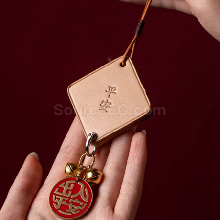 禮品訂造真皮手工鈴鐺福牌掛件紀念品