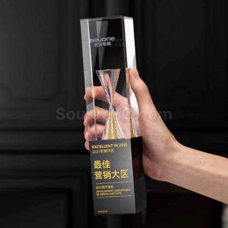 禮品訂造沙漏水晶獎座紀念品