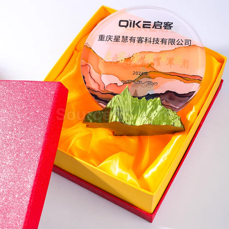 禮品訂造創意山峰水晶獎座紀念品