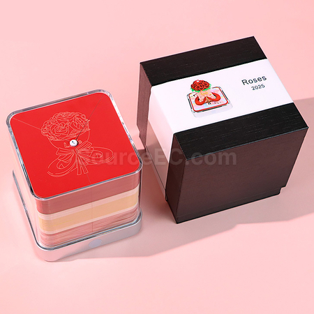 禮品訂造紙雕日曆玫瑰花帶燈3D立體便簽本紀念品