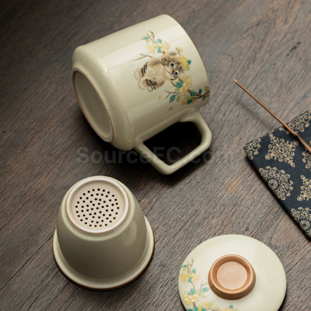 禮品訂造陶瓷可過濾泡茶杯紀念品