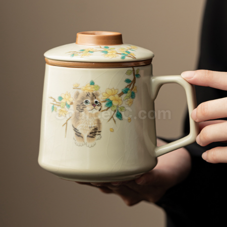 禮品訂造陶瓷可過濾泡茶杯紀念品