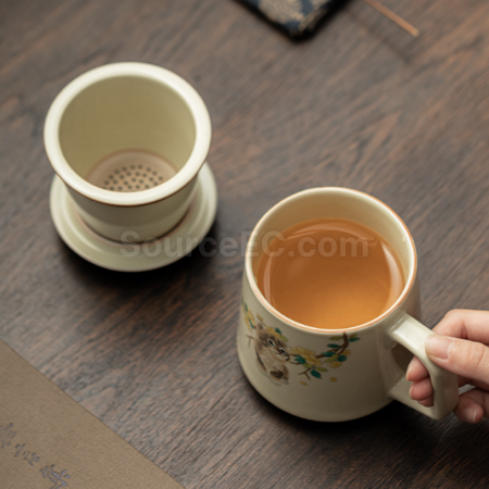 禮品訂造陶瓷可過濾泡茶杯紀念品