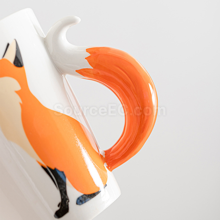 禮品訂造狐狸造型陶瓷杯紀念品
