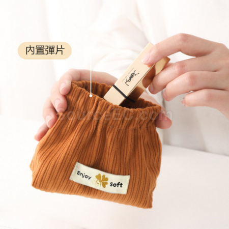 禮品訂造燈芯絨自動閉合可擕式收納包紀念品