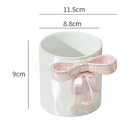 禮品訂造蝴蝶結手柄陶瓷杯紀念品