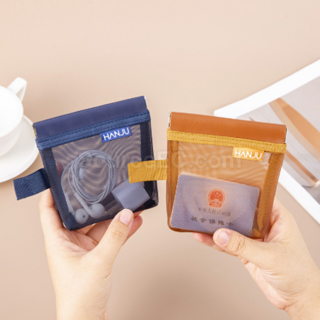 禮品訂造彈片開口網紗收納袋紀念品