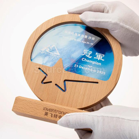 禮品訂造實木水晶獎座紀念品