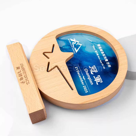 禮品訂造實木水晶獎座紀念品