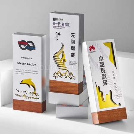 禮品訂造實木金屬獎座紀念品