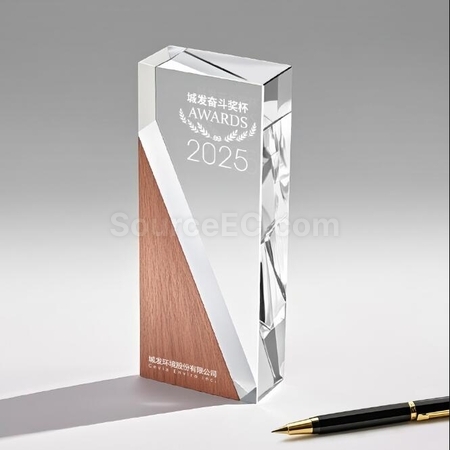 禮品訂造實木水晶紀念獎座紀念品