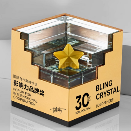 禮品訂造創意實木水晶獎座紀念品