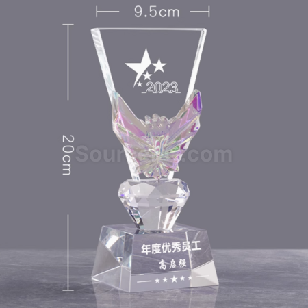 禮品訂造創意變色水晶獎座紀念品