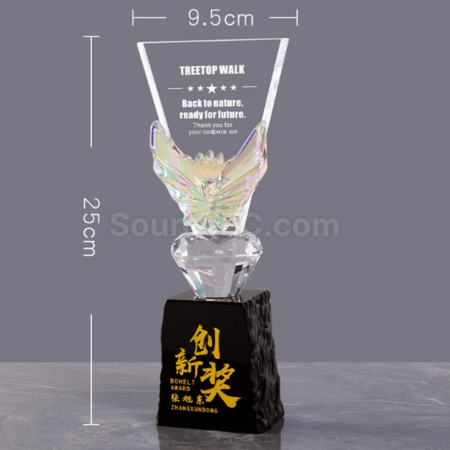 禮品訂造創意變色水晶獎座紀念品