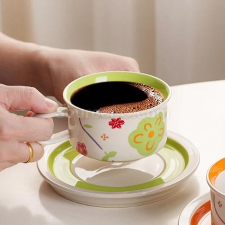 禮品訂造復古陶瓷咖啡杯碟套裝紀念品