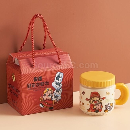 禮品訂造卡通財神爺杯子陶瓷馬克杯紀念品