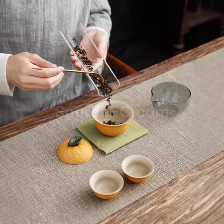 禮品訂造醜橘便攜陶瓷茶具旅行套裝紀念品