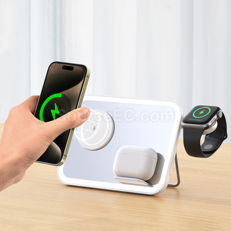 禮品訂造三合一無線充電化妝鏡紀念品