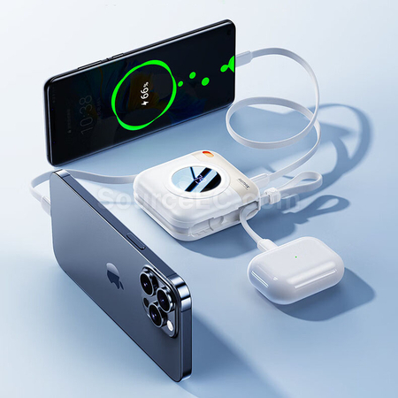 禮品訂造3C認證磁吸帶線移動電源快充紀念品