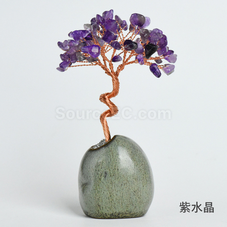 禮品訂造禪意盆景水晶樹紀念品