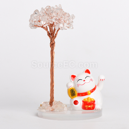 禮品訂造招財貓水晶樹紀念品