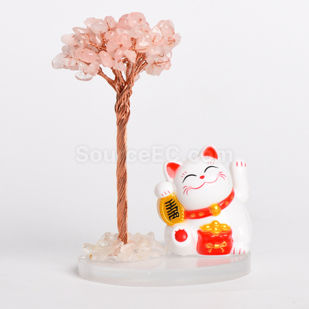 禮品訂造招財貓水晶樹紀念品