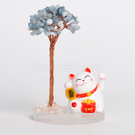 禮品訂造招財貓水晶樹紀念品