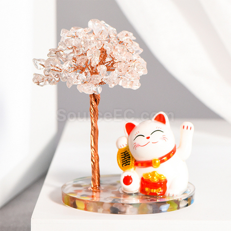 禮品訂造招財貓水晶樹紀念品