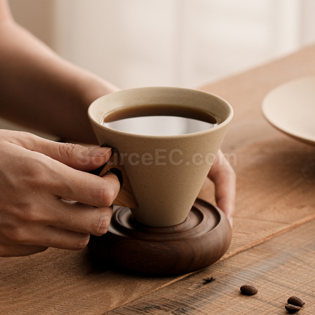 禮品訂造粗陶漏斗咖啡杯紀念品