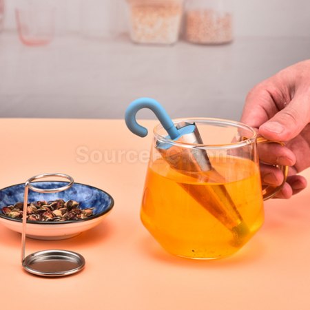 禮品訂造雨傘茶漏矽膠不鏽鋼茶隔茶葉過濾器紀念品